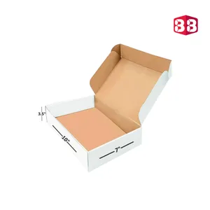 Box Brother 3 Ply White Corrugated Flap Box Size 10x7x3.5 Inch | Heavy-Duty Kraft Box for Apparel, Gifts & Courier Shipping