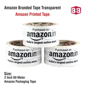 Box Brother Amazon Branded Transparent Packaging Tape | 2 Inch (48mm) Width | 60 Meters Roll | Strong Adhesive Amazon Printed Tape for Shipping