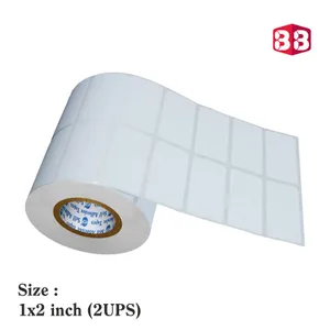 Box Brother Direct Thermal Label Paper Barcode Stickers | 1x2 Inches (25mmx50mm) - 2 Ups | 2,000 Labels/Roll | White Self-Adhesive Stickers for Packag