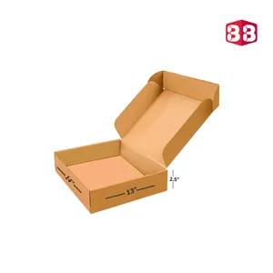 Box Brother 3 Ply Brown Corrugated Flap Box Size 14x13x2.5 Inch I  Large Kraft Box for Clothing, Calendars, and Flat Product Shipping