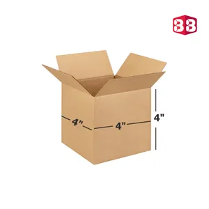 Box Brother 3 Ply Brown Corrugated Carton Box 4x4x4 Inch, Shipping Box, Cardboard Box